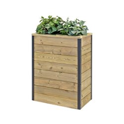 HORTALIA Jardinière en bois avec réserve d’eau Nidum 60 x 34 x 80 cm – Intérieur et extérieur - marron Bois massif N638AL
