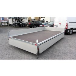 Remorque plateau HUMBAUR HT 304121 - 2 essieux, roues dessous, ridelles alu, dimensions 4100x2100 mm