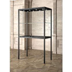 Vitrine tout verre muséographique MU/120FVA - Éclairage LED, serrure et tablette intégrée