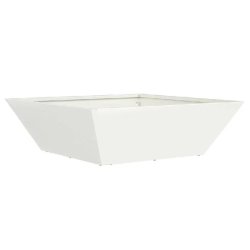 Helloshop26 - Cache-pot de jardin trapézoïdal moderne extérieur polyvalent 50 x 50 x 15 cm en acier laminé à froid blanc 02_0052384 - blanc méta