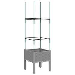 Helloshop26 - Jardinière bac lit surélevé plantes fleurs terrasse jardin avec treillis clair 40 x 40 x 142,5 cm PP gris 02_0038358 - gris 300021418