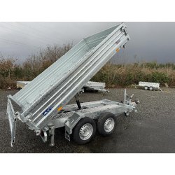 Remorque Benne Saris Acier HDS - 310 x 176 cm - PTAC 3500 Kg - Tri-benne - Pompe Électrique - Référence K3 310 176 3500 2 HDS E