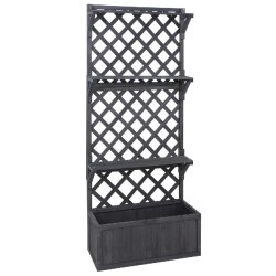 Décoshop26 - Bac potager avec treillis 3 étagères intégrées brise-vue extérieur 177 x 77 x 33 cm en bois anthracite gris 04_0008918 - Bois massi