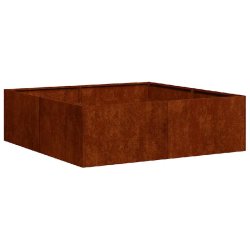 Helloshop26 - Jardinière carrée moderne fond ouvert 100 x 100 x 30 cm avec drainage élégant jardin en acier rouillé 02_0051593 02_0051593 - vert