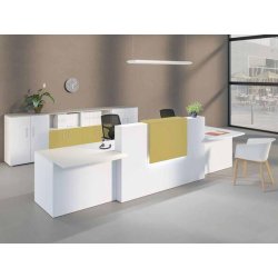 Banque d'accueil avec 2 accès PMR bois blanc