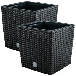 WellHome - Lot de 2 pots de 64 L coloris anthracite - noir plastique PK5204
