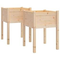 Helloshop26 - Jardinière bac lit surélevé plantes fleurs jardin terrasses d'extérieur lot de 2 50 x 50 x 70 cm bois de pin massif 02_0038902 - Boi