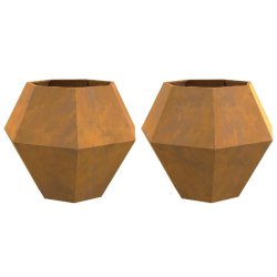 Helloshop26 - Lot de 2 jardinières rectangulaires conçu pour extérieur 100 x 100 x 80 cm en acier rouillé 02_0053103 - acier 3000237760477