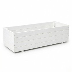 IvoQ Jardinière en Bois Extérieur - Grande Jardinière Rectangulaire - Bois FSC - 120x40x32 cm - Blanc - 8721335300772