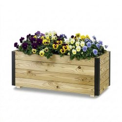 HORTALIA Jardinière Extérieure en Bois avec Renfort en Aluminium GHIO – Terrasse, Jardin ou Balcon – 90x40x40 cm - marron Bois manufacturé 700214-AL40