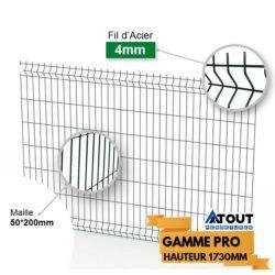 Panneau grillage rigide 4mm - hauteur 1730mm - acier galvanisé à chaud