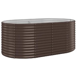 Helloshop26 - Lit surélevé de jardin ovale grand espace extérieur 175 x 100 x 68 cm en acier enduit de poudre marron 02_0046589 - marron acier 3000