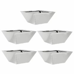 Helloshop26 - Lot de 5 cache-pots de jardin design moderne trapézoïdal extérieur 35 x 35 x 15 cm en acier galvanisé argent 02_0052365 - métal 300