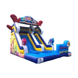 Toboggan aquatique Baby Sharks - Réf. WS26-RB - Structure gonflable avec piscine intégrée - 8x5x4,5m - Norme CE EN 14960
