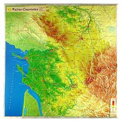 Cartes géographiques - Poitou-Charentes - Point culminant Montrollet - 42x42 cm