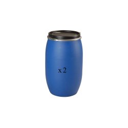 Lot de 2 fûts en plastique - 120 litres - ouverture totale - homologation ONU Y19