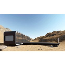 Studio de jardin futuriste ISK 90 - construction modulaire en acier avec bardage bois - 30m²