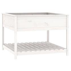 Helloshop26 - Jardinière bac lit surélevé plantes fleurs terrasse jardin et étagère 111,5 x 111,5 x 81cm bois massif de pin blanc 02_0038615 - bl