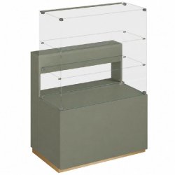 Comptoir vitrine L92xP60xH135cm 2portes couliss.Verre - 2 tiroirs -  vert sauge