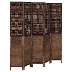 Décoshop26 - Paravent séparateur de pièce cloison 5 panneaux en bois de paulownia et bambou marron DEC030993 - marron 3000258227331