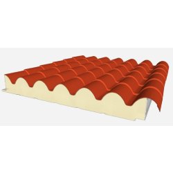 Panneau sandwich de toiture imitation tuile - autoportant, pente minimale 10% - Longueur max. 16450 mm