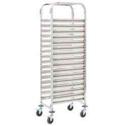 VidaXL Chariot De Cuisine Pour 16 Plateaux 38x55x163 Cm Inox - argenté inox 50920