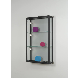 Vitrine murale d'exposition BP58VA - aluminium laqué noir - étagères réglables et serrure