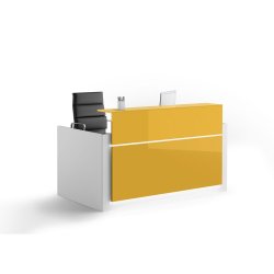 Banque d'accueil Horizon - Façade laquée brillante avec options LED - Design moderne et fonctionnel