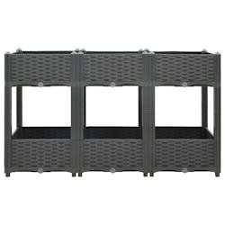 Helloshop26 - Jardinière lit surélevé plantes fleurs jardin 120 x 40 x 71 cm polypropylène gris foncé 02_0000908 - gris 3000072431532