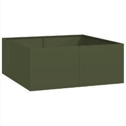 Helloshop26 - Jardinière carrée design moderne balcon jardin 100 x 100 x 40 cm en acier vert olive 02_0051597 02_0051597 - vert acier 3000237001426