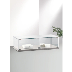 Vitrine plate à poser 4-TVVA - verre trempé, design épuré - 117x51x26 cm