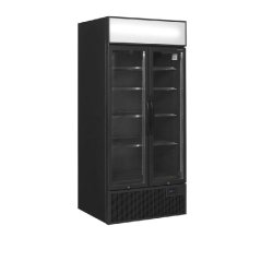 Vitrine réfrigérée noire - FSC BLACK à 2 portes avec caisson lumineux et cadre aluminium