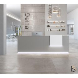 Grand bureau d'accueil droit Delta Plus - Mobel Linea - gris satin, Non