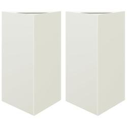 Helloshop26 - Jardinière bac lit surélevé plantes fleurs jardin terrasses lot de 2 triangulaire 50 x 43 x 75 cm acier blanc 02_0039105 02_0039105 -