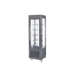 Vitrine réfrigérée PANORAMIQUE gris anthracite 5 plateaux rotatifs - 600 x 630 x 1850 mm - 360 LT - 690 W