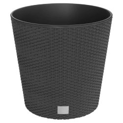 Helloshop26 - Jardinière bac lit surélevé plantes fleurs terrasse jardin et intérieur amovible 35 /37,5 L rotin PP anthracite 02_0038606 - 3000217