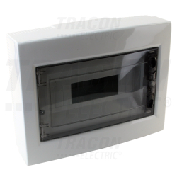 Tableau en saillie - porte plate transparente - 1x12 modules - IP40 - dimensions 260×330×92mm