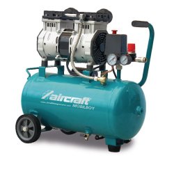 Compresseur mobile silencieux sans huile cuve 24 L 1,3 kW / 1,75 Ch 240 L/min 10 bars 230V Aircraft MOBILBOY SIL 241/24