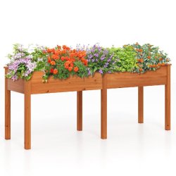 Helloshop26 - Bac de jardin jardinière surélevé 184 x 58 x 77 cm avec panneau diviseur design ergonomique durable en bois massif 20_0010466 - Bois