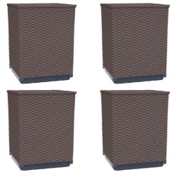 Helloshop26 - Lot de 4 jardinières décoratives jardin balcon 30 x 30 x 37 cm en polypropylène marron 02_0047408 - marron 3000234761729