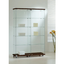Vitrine d'exposition 120cm de largeur - 12/18LVA - finition wengé, 8 tablettes amovibles et serrure