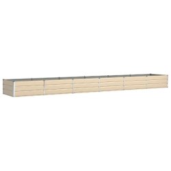 Helloshop26 - Jardinière rectangulaire moderne 195 x 100 x 45 cm utilisation extérieure design industriel en acier galvanisé ivoire 02_0059172 - ac