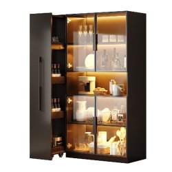 Merax Vitrine en verre LED 110 × 35 × 160 cm, vitrine avec étagère coulissante, bibliothèque et meuble de rangement, armoire haute noire - noir m