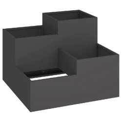 Helloshop26 - Lot de 2 cache-pots rectangulaires design moderne jardin terrasse 100 x 100 x 60 cm en acier noir 02_0052074 - noir métal 3000237232035