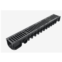 Caniveau canal PP RF110 - polypropylène, grille fonte ductile, pour trafic moyen