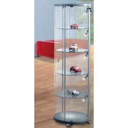 H 1.800 vitrine exposition en verre - colonne ronde -  verre et aluminium