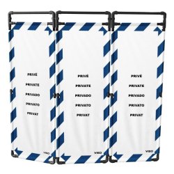 Barrière d'intervention 3 panneaux PVC ou Inox 304 - 1800 / PVC / Rayé Bleu / Blanc (Privé)