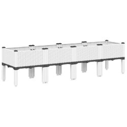 Helloshop26 - Jardinière bac lit surélevé plantes fleurs terrasse jardin avec pieds 160 x 40 x 42 cm PP blanc 02_0038157 - blanc 3000214108230