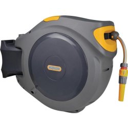 Support de tuyau mural Auto Reel 40cm - Enrouleur automatique HOZELOCK avec fixation murale et accessoires