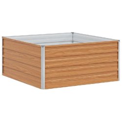 Helloshop26 - Jardinière surélevée en acier galvanisé pour extérieur 100 x 100 x 45 cm style industriel chic en acier marron clair - marron méta
